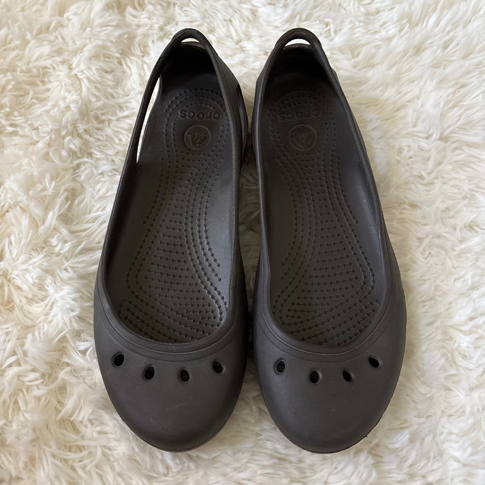 Crocs Kadee Flat Shoes Espresso Dark Brown Slip On Ballet Flats Womens Size 8